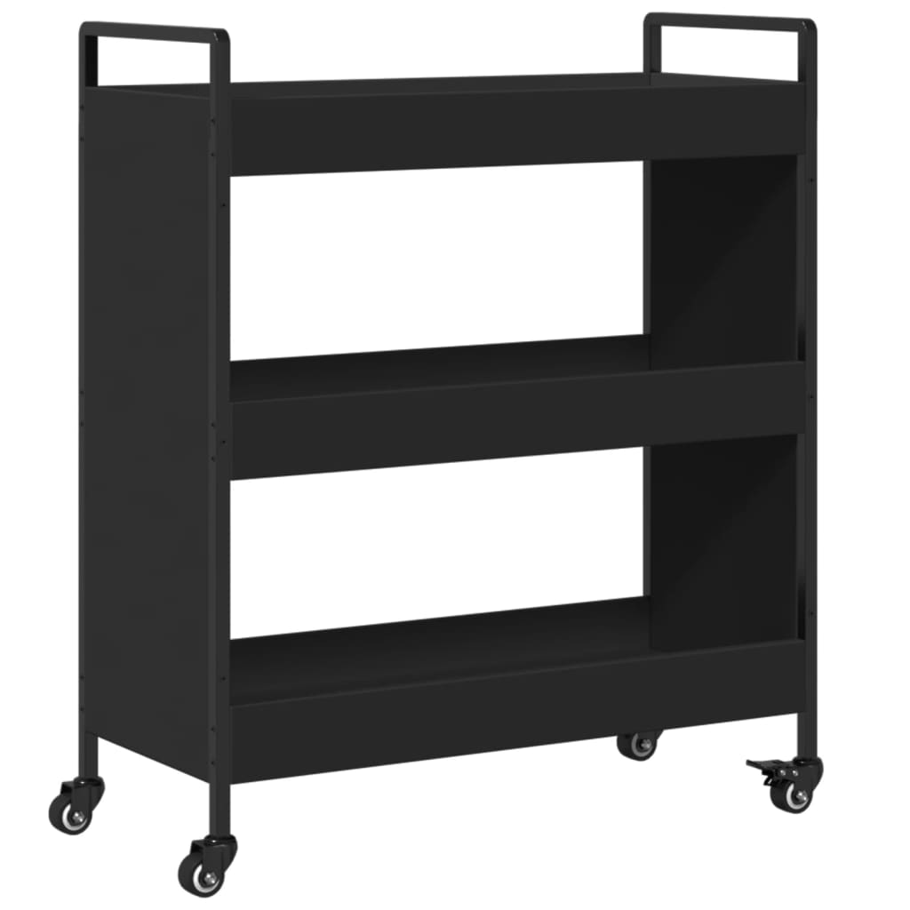 Kitchen Trolley Black 27.6"x11.8"x32.3" Engineered Wood