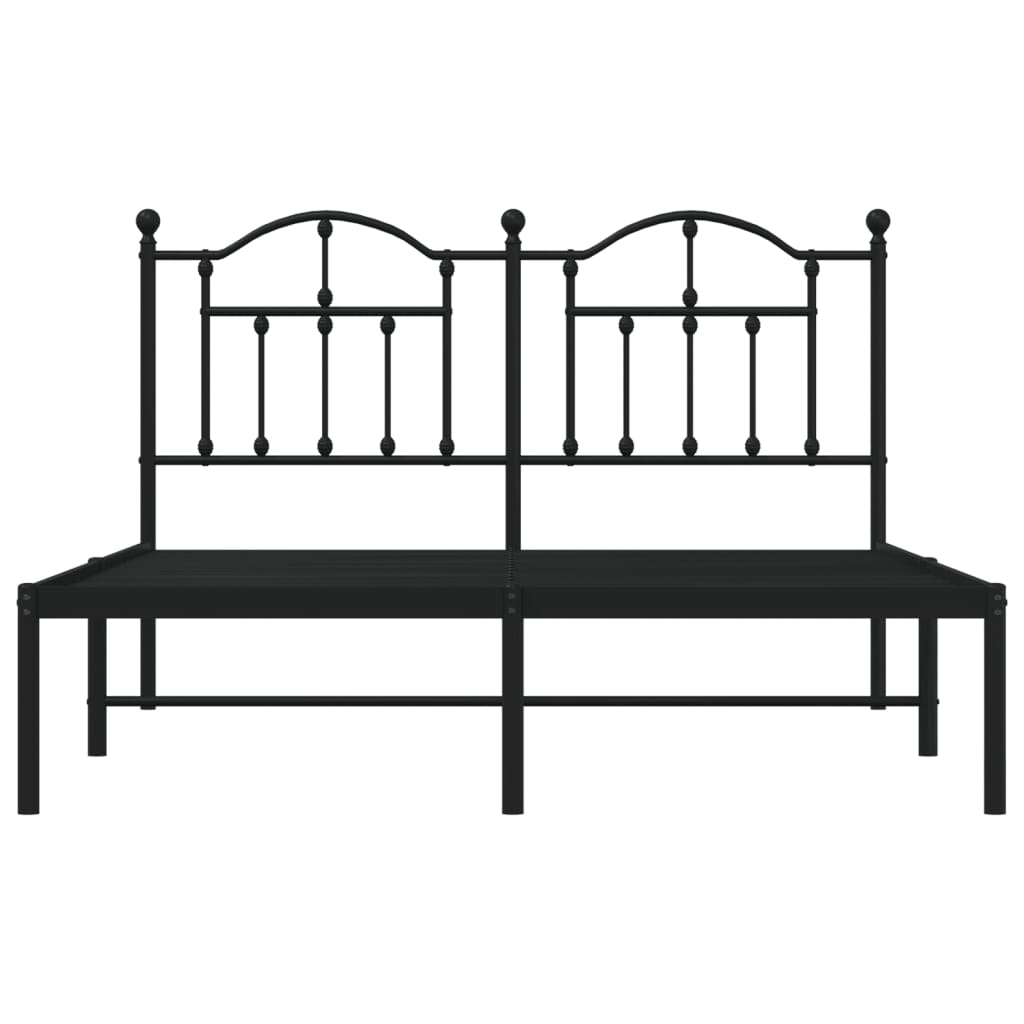 Metal Bed Frame without Mattress with Headboard Black 53.1"x74.8"