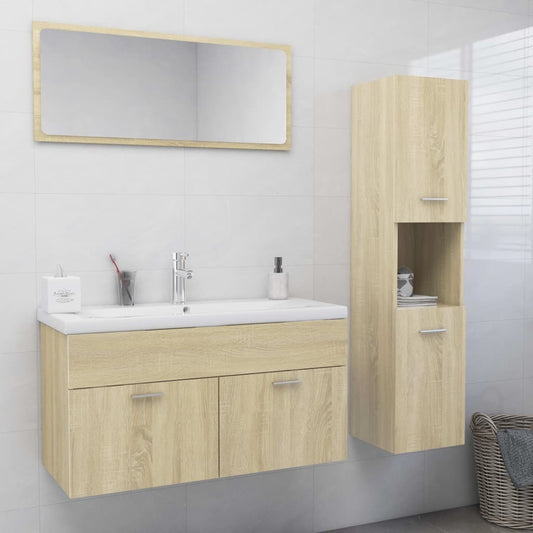 Bathroom Furniture Set Sonoma Oak Engineered Wood