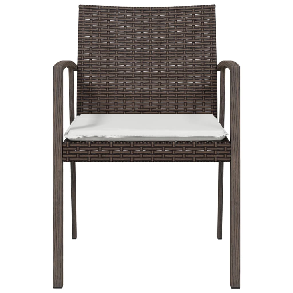 Patio Chairs with Cushions 6 pcs Brown 22.2"x22.4"x32.7" Poly Rattan