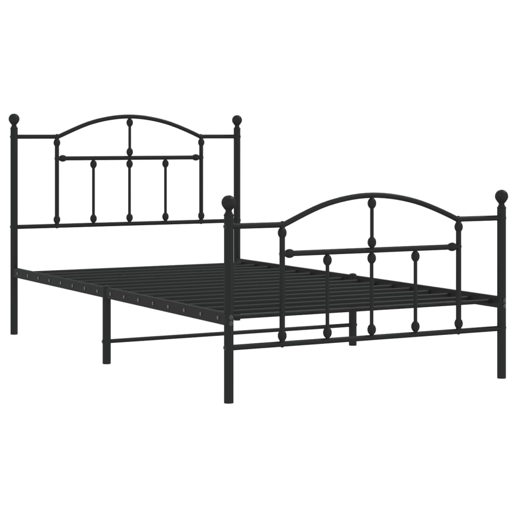 Metal Bed Frame without Mattress with Footboard Black 39.4"x78.7"