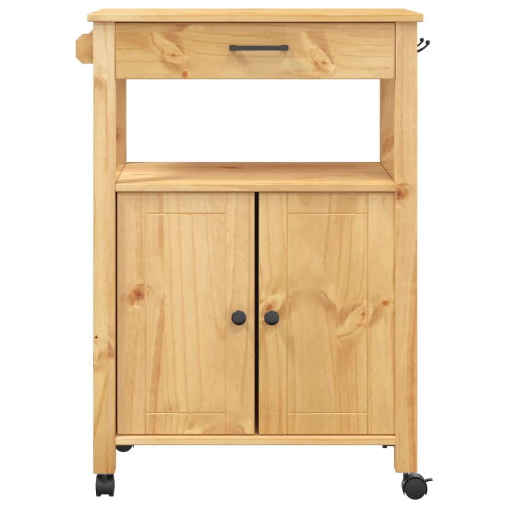 Kitchen Trolley MONZA 23.6"x15.7"x35.4" Solid Wood Pine