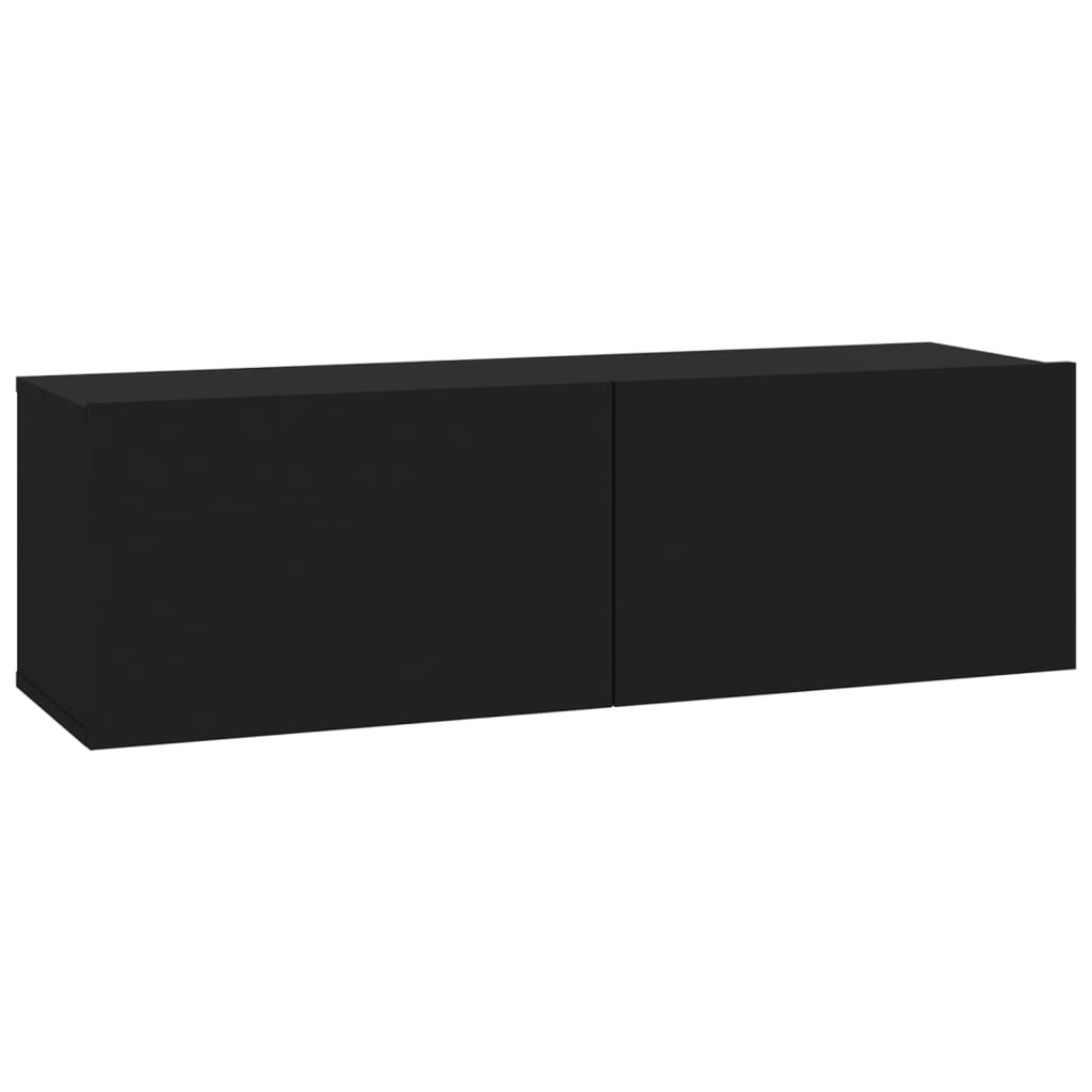 Wall-mounted TV Stand Black Engineered Wood