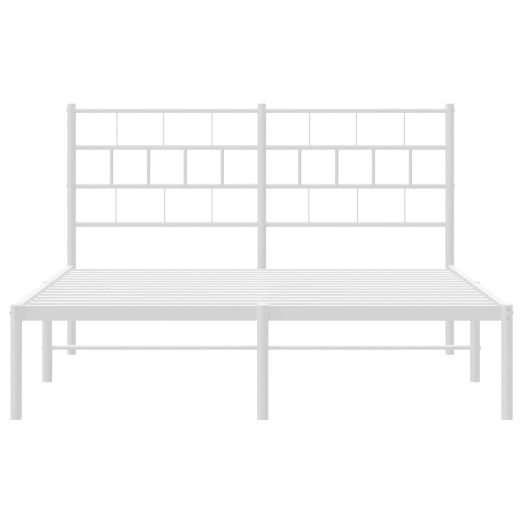 Metal Bed Frame without Mattress with Headboard White 59.1"x78.7"