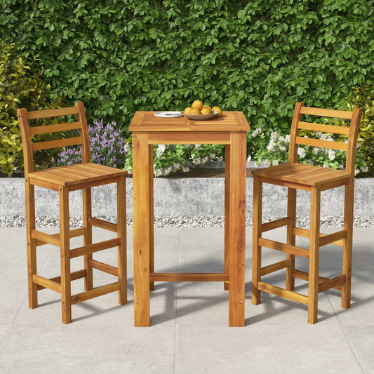 3 Piece Patio Bar Set Solid Wood Acacia