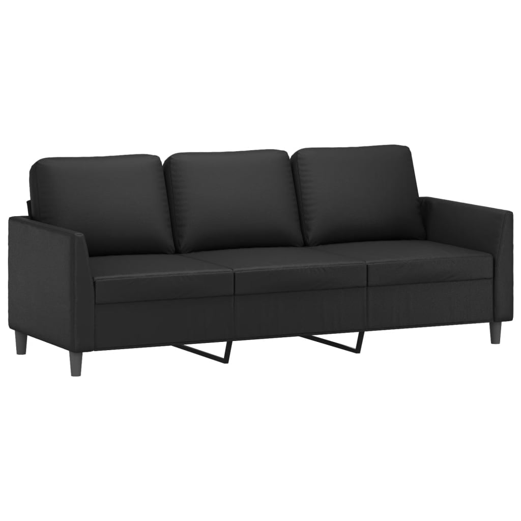 4 Piece Sofa Set with Cushions Black Faux Leather