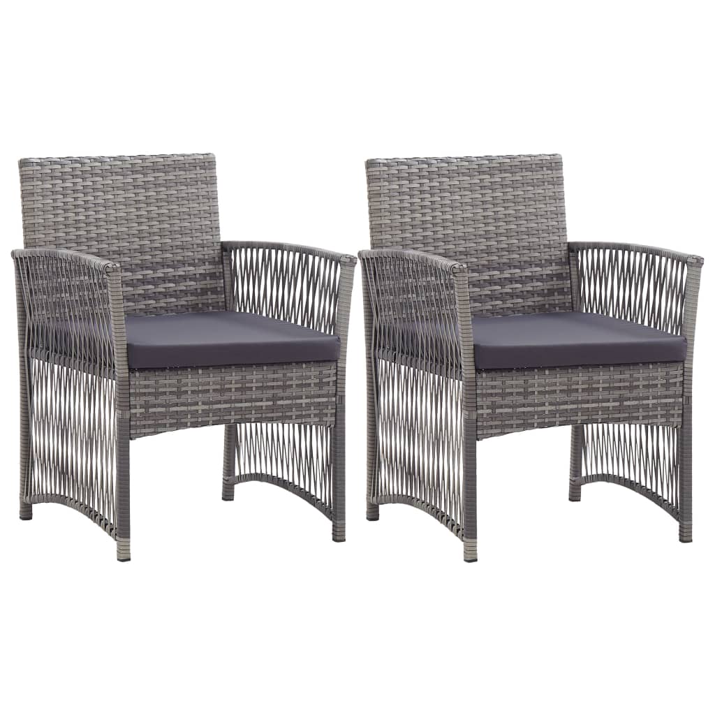 Patio Armchairs with Cushions 2 pcs Black Poly Rattan