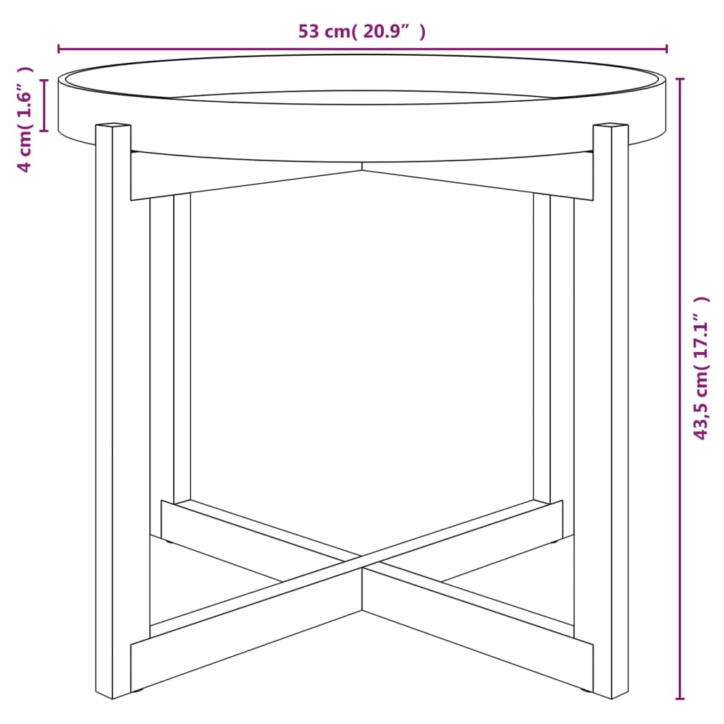 Coffee Table White 20.9"x20.9"x17.1" Engineered Wood&Solid Wood Pine