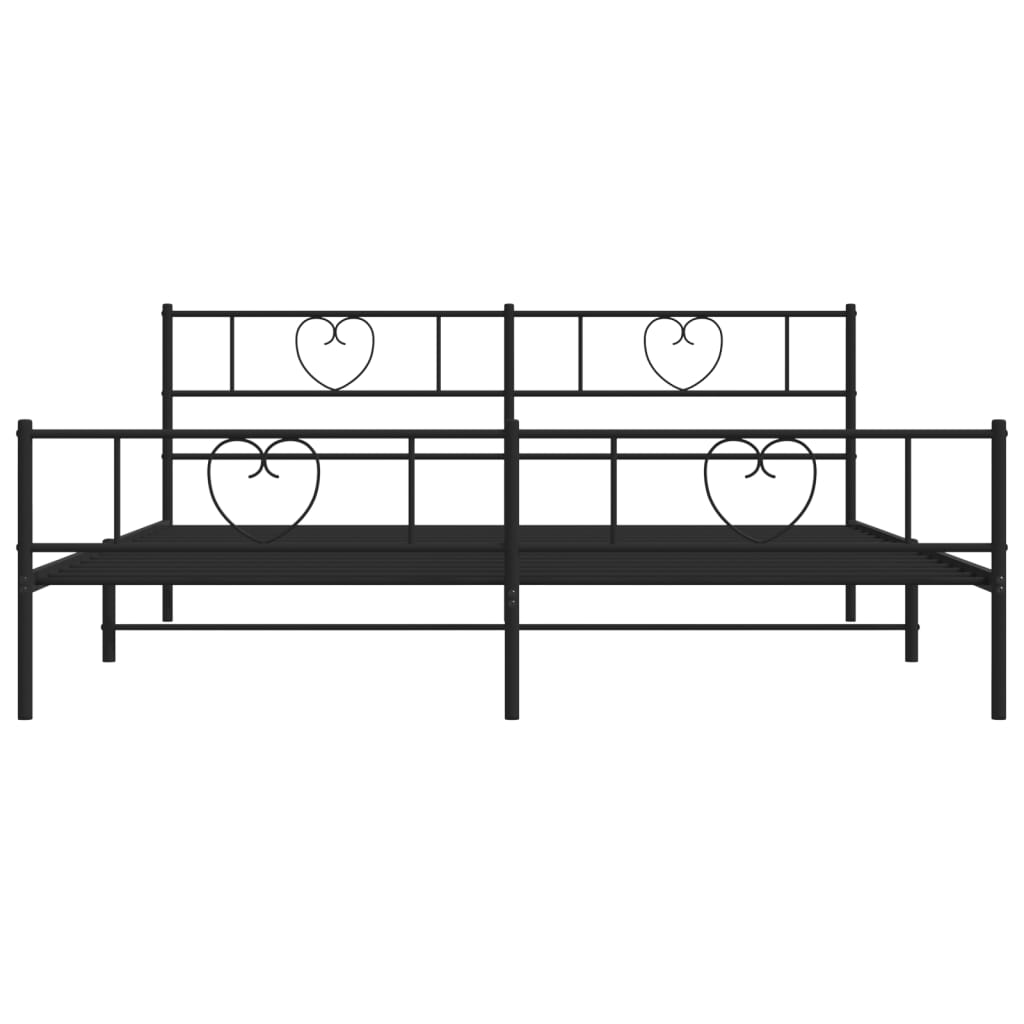 Metal Bed Frame without Mattress with Footboard Black 72"x83.9"