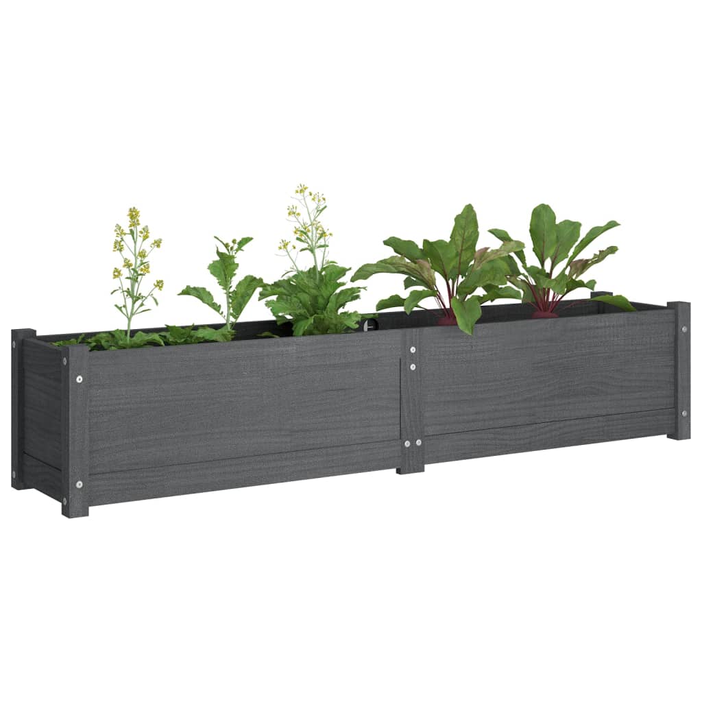 Garden Raised Bed Gray 59.1"x12.2"x12.2" Solid Wood Pine