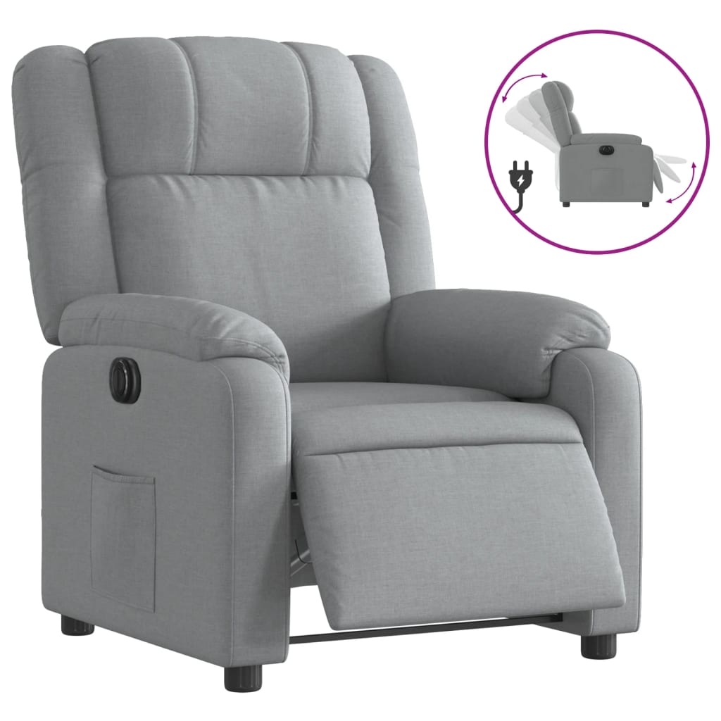 Electric Recliner Chair Light Gray Fabric