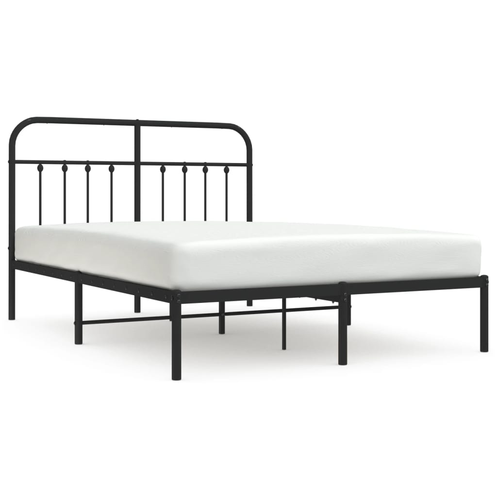 Metal Bed Frame without Mattress with Headboard Black 59.1"x78.7"