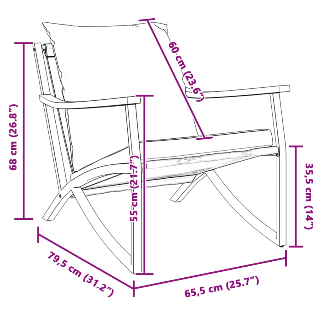 Patio chairs with Cushions 2 pcs Black Steel