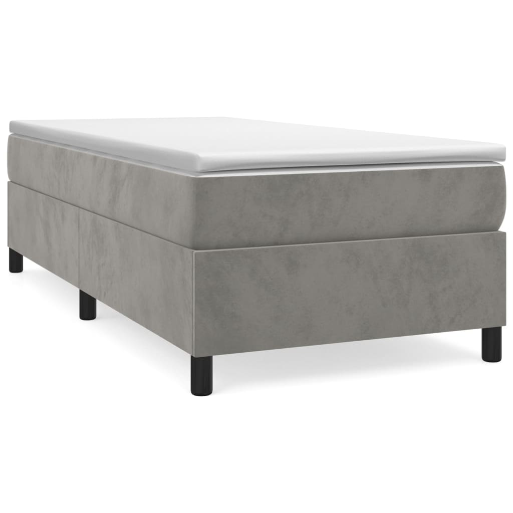 Bed Frame without Mattress Light Gray Twin Velvet (US Only)