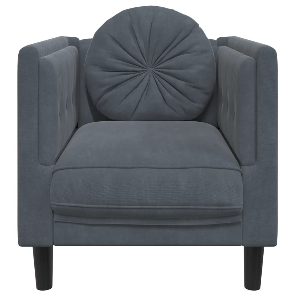 Sofa Chair with Cushion Dark Gray Velvet