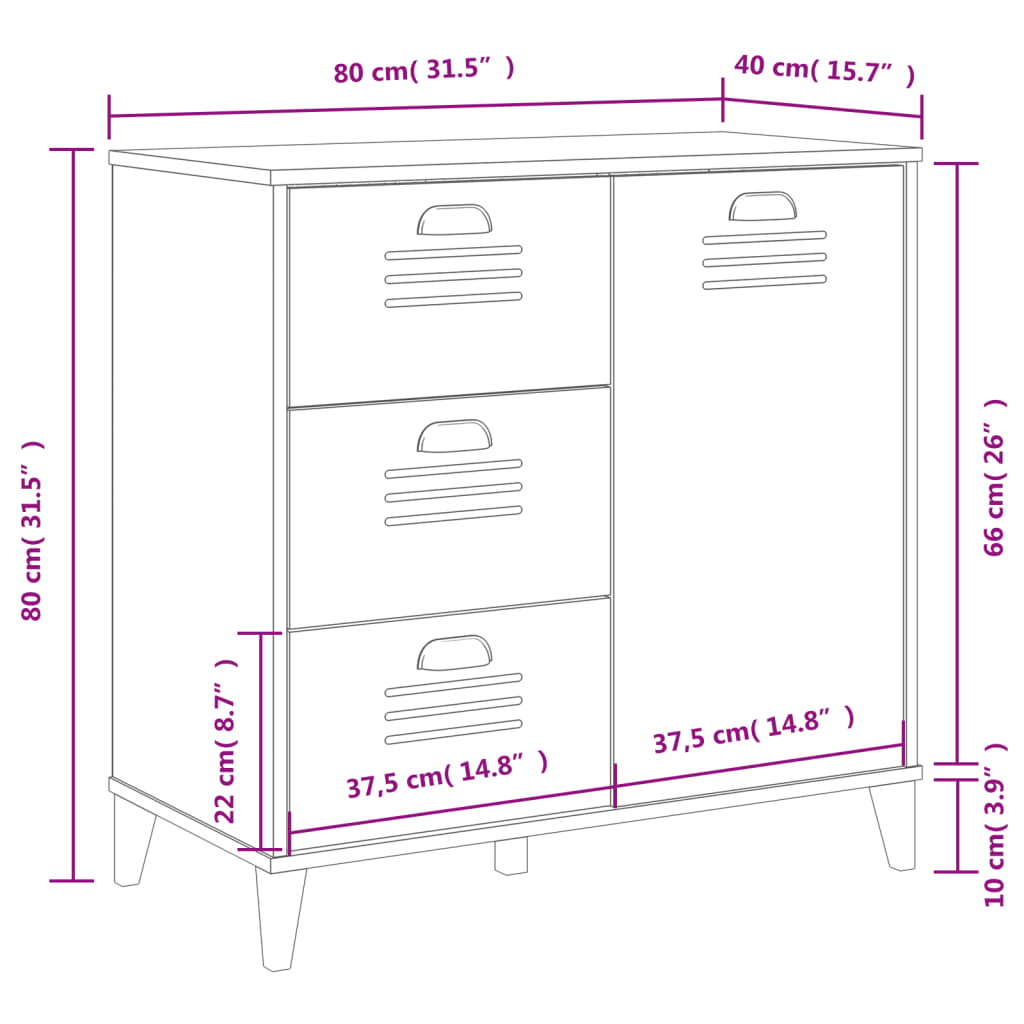 Sideboard VIKEN White 31.5"x15.7"x31.5" Engineered Wood