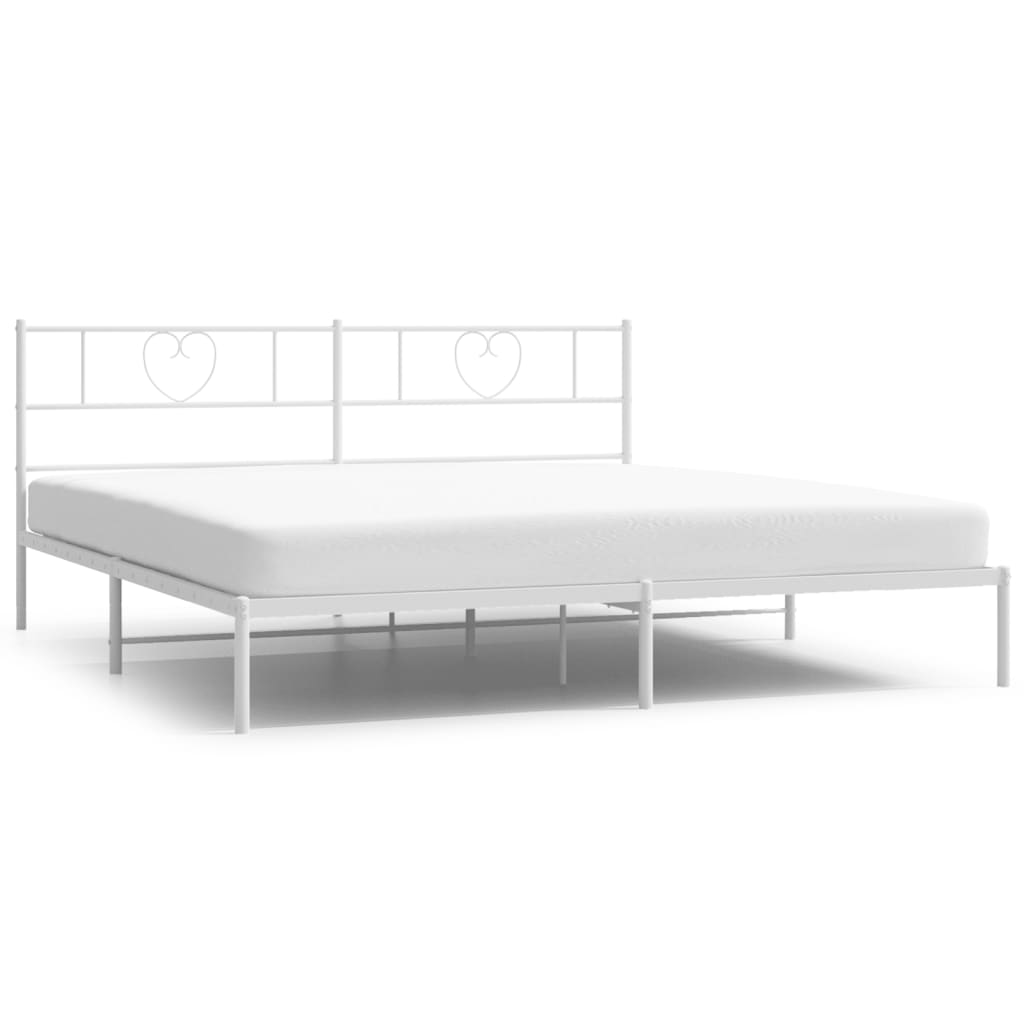 Metal Bed Frame without Mattress with Headboard White 76"x79.9"