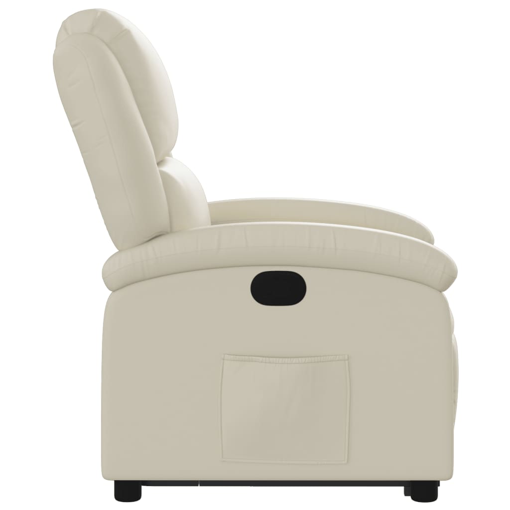 Stand up Recliner Chair Cream Faux Leather