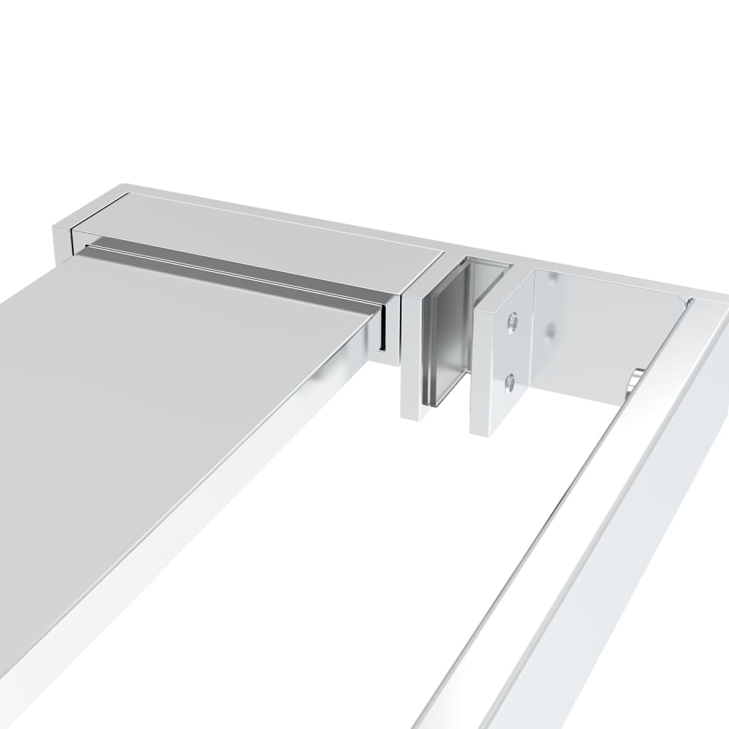 Walk-in Shower Wall with Shelf Chrome 31.5"x76.8" ESG Glass&Aluminum