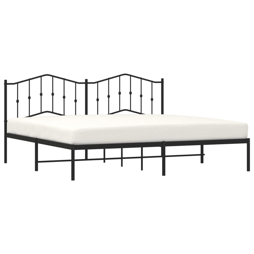 Metal Bed Frame without Mattress with Headboard Black 76"x79.9"