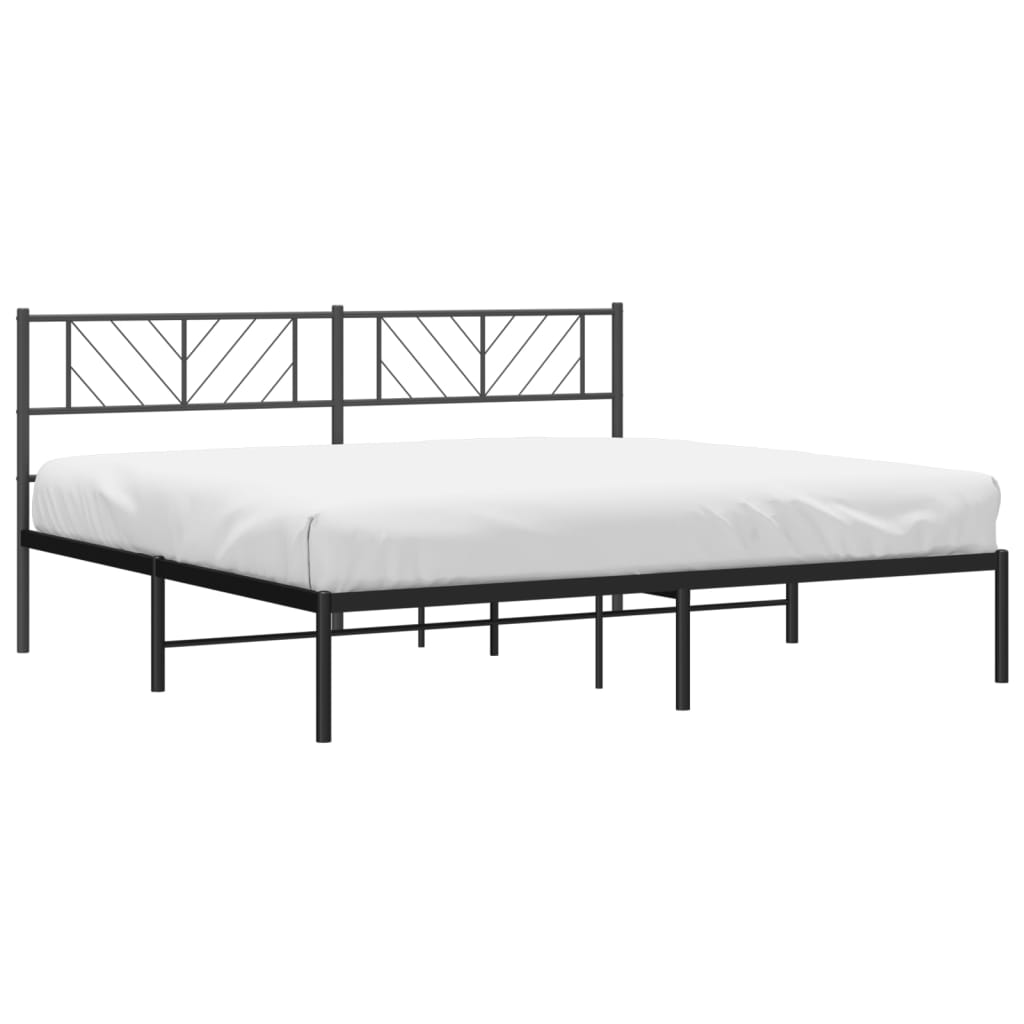 Metal Bed Frame without Mattress with Headboard Black 76"x79.9"