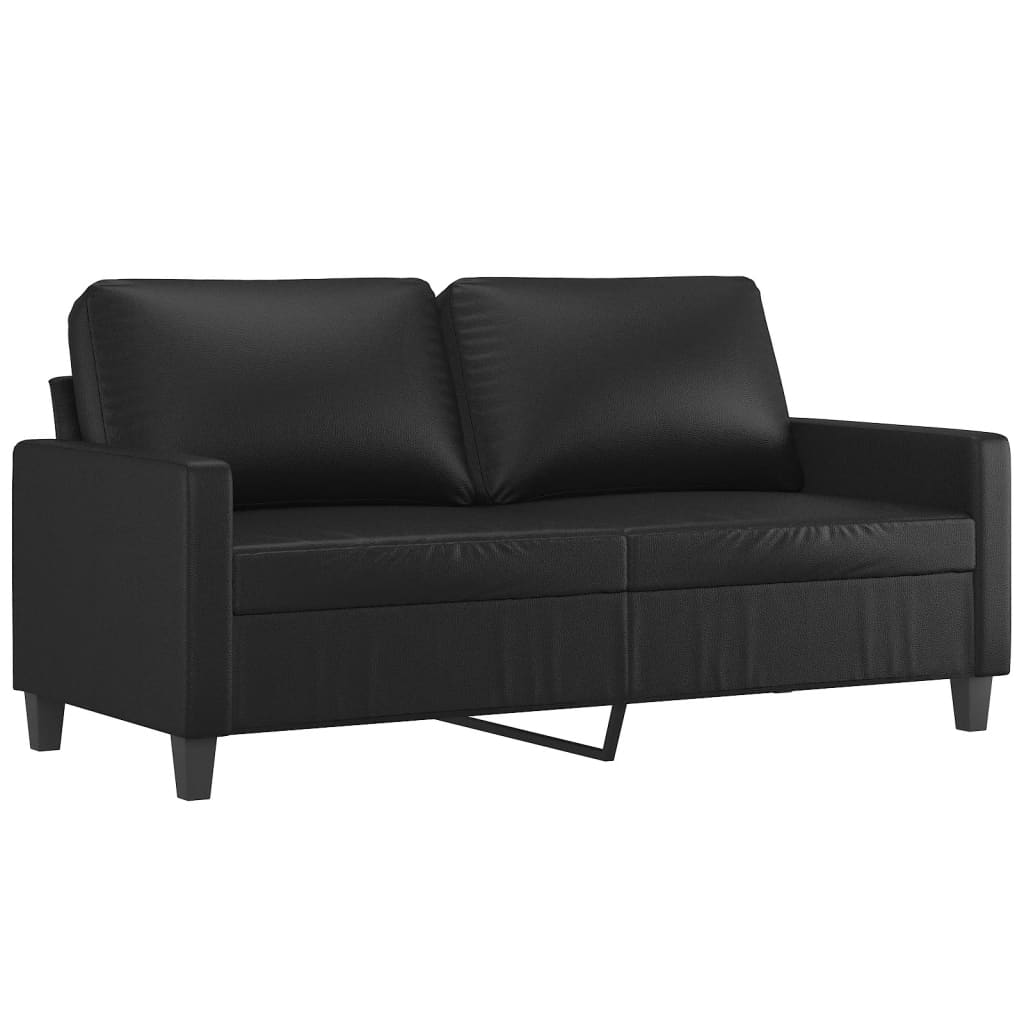 3 Piece Sofa Set with Cushions Black Faux Leather