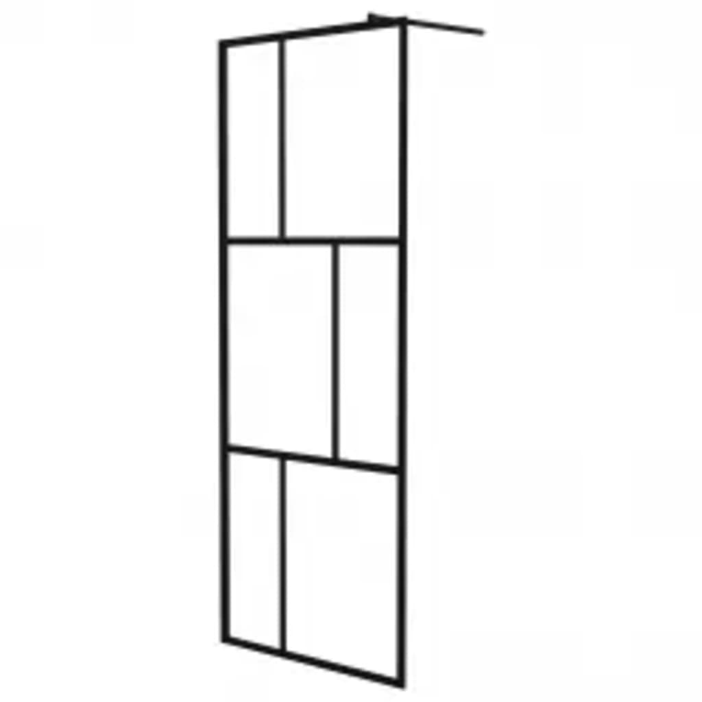 Walk-in Shower Wall with Shelf Black 39.4"x76.8" ESG Glass&Aluminum