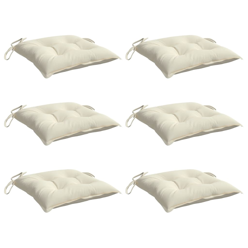 Chair Cushions 6 pcs Cream White 15.7"x15.7"x2.8" Oxford Fabric