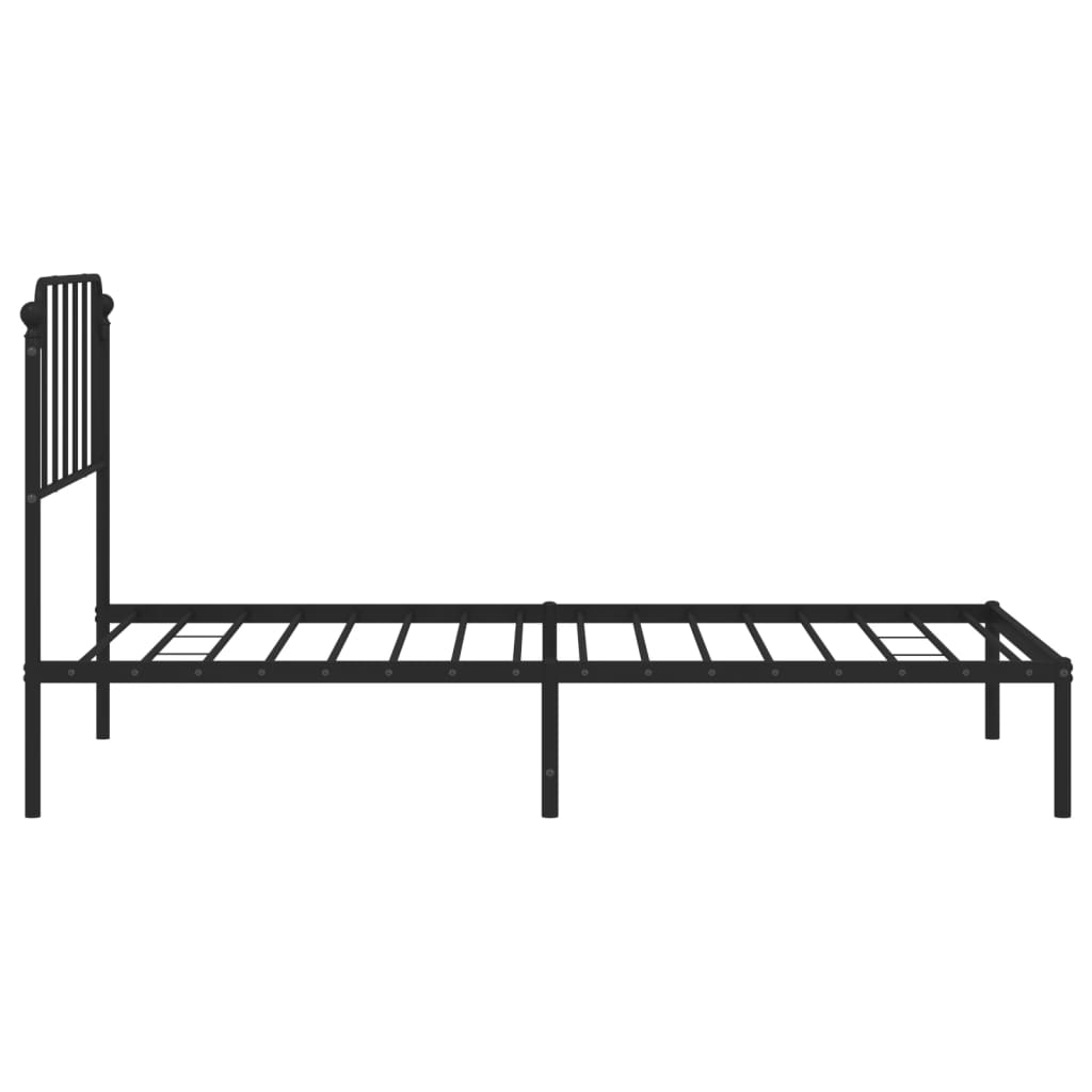 Metal Bed Frame without Mattress with Headboard Black 39.4"x74.8"