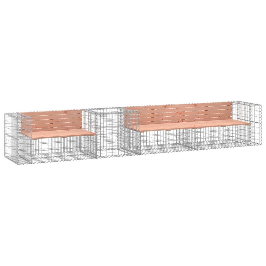 Patio Bench with Gabion Basket Solid Wood Douglas