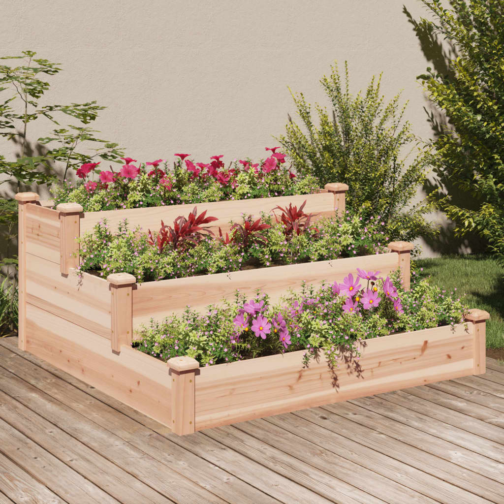 Garden Raised Bed Gray 47.2"x47.2"x22" Solid Wood Fir