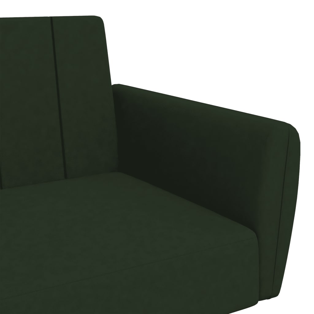 2-Seater Sofa Bed Dark Green Velvet