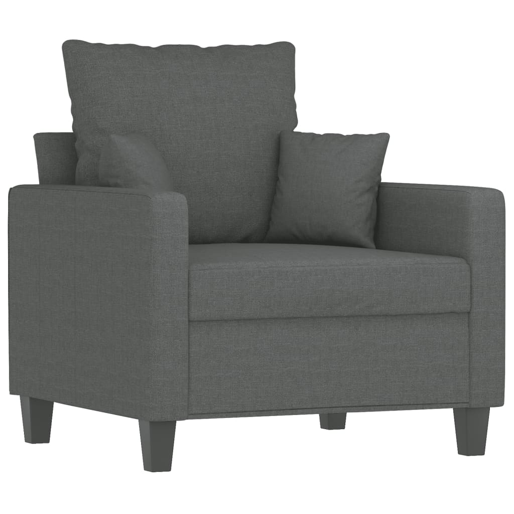 3 Piece Sofa Set with Pillows Dark Gray Fabric