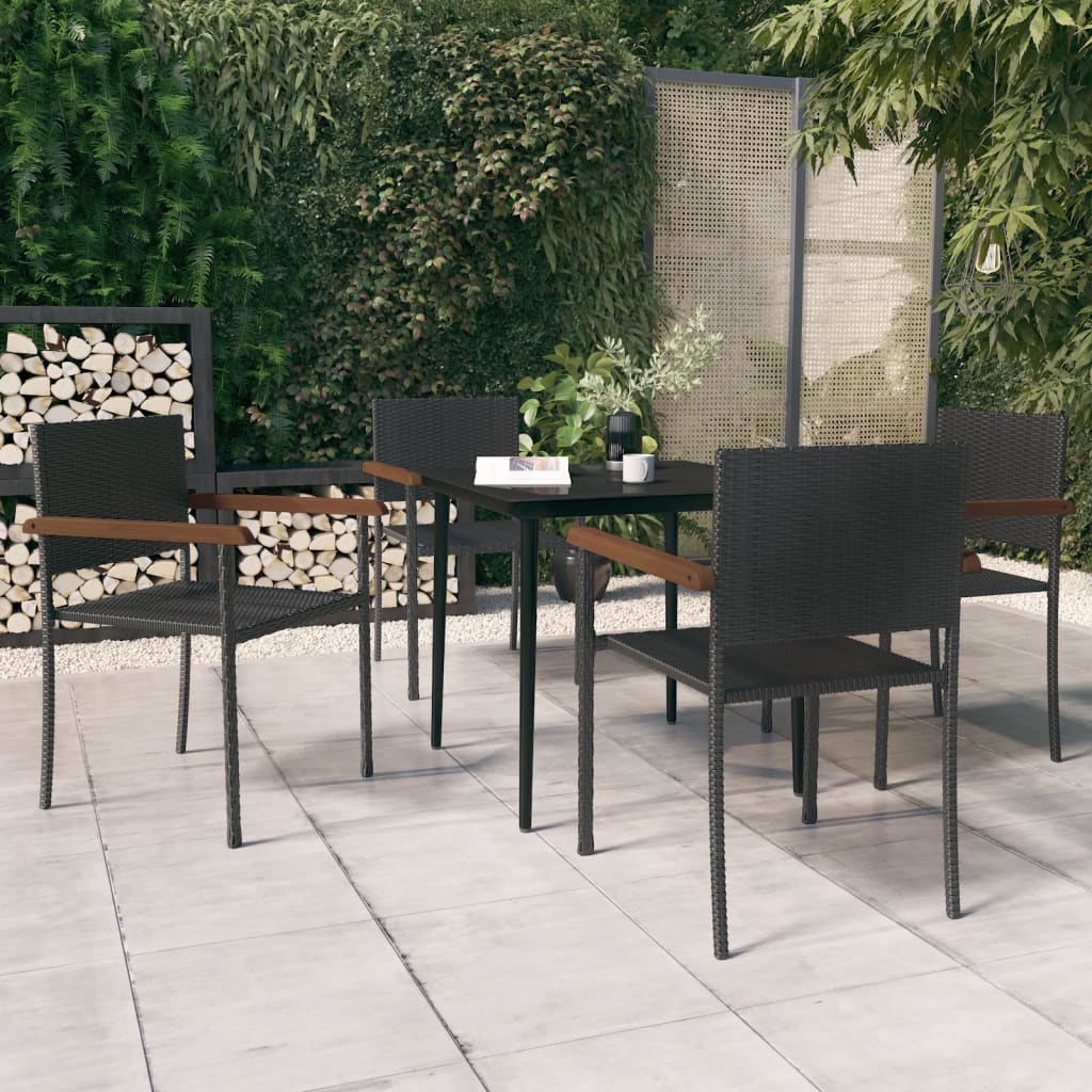 5 Piece Patio Dining Set Black