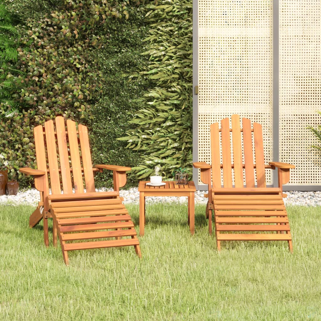 3 Piece Adirondack Patio Lounge Set Solid Wood Acacia