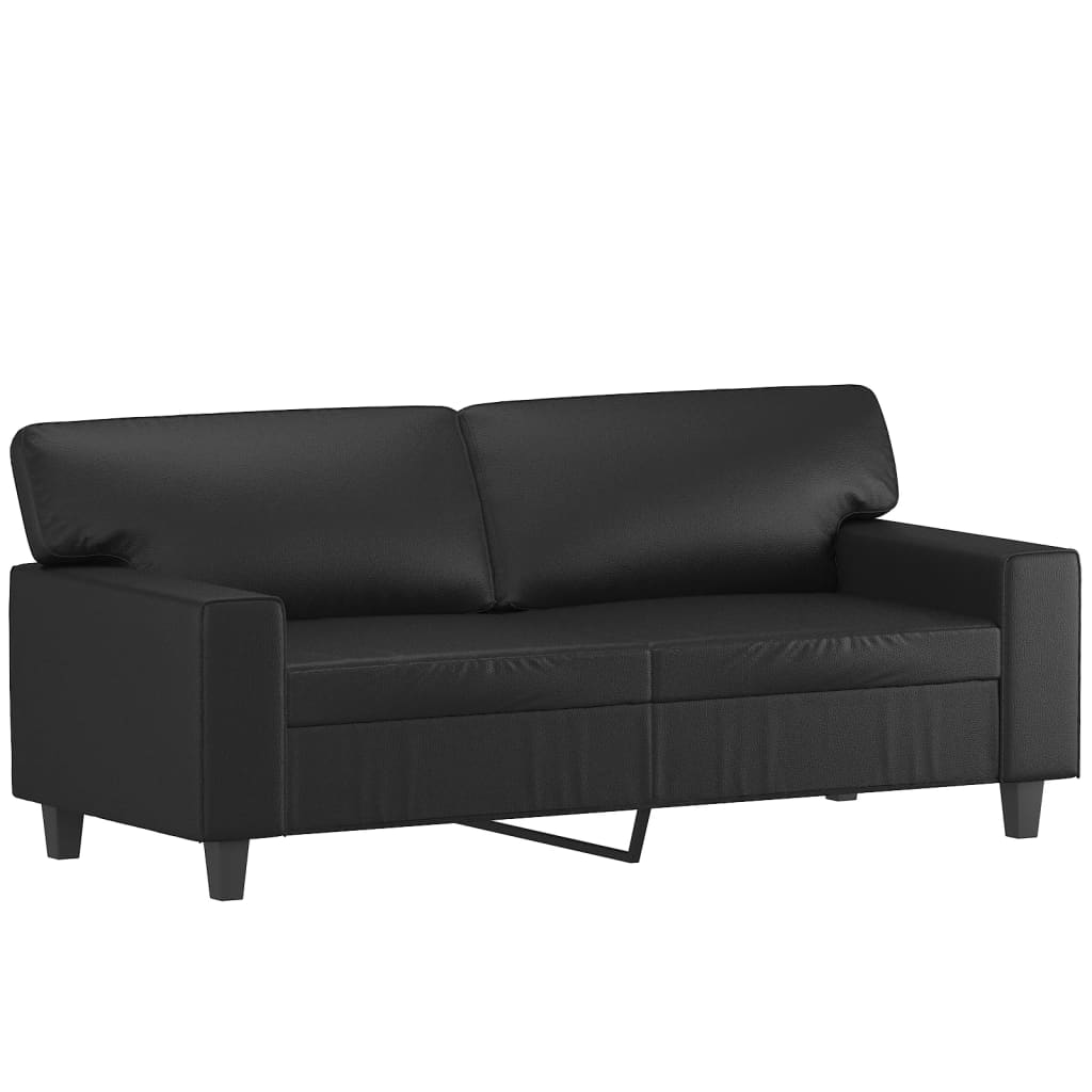 2 Piece Sofa Set Black Faux Leather