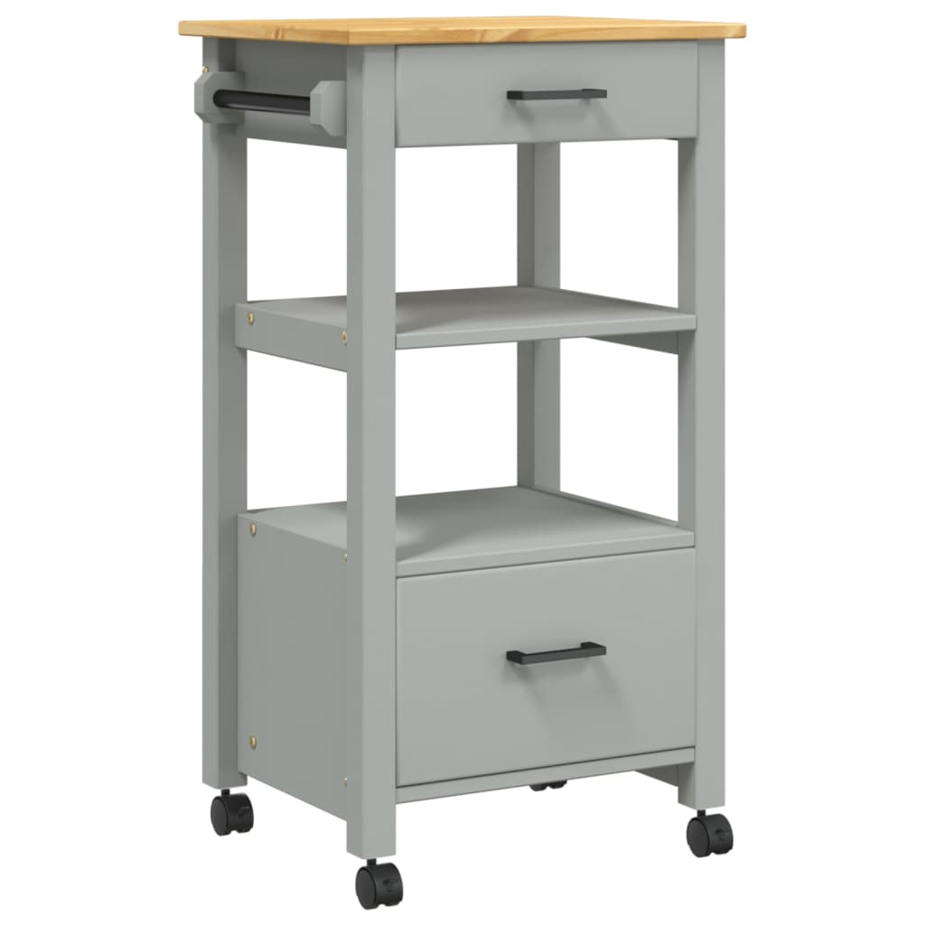 Kitchen Trolley MONZA 18.9"x15.7"x35.4" Solid Wood Pine