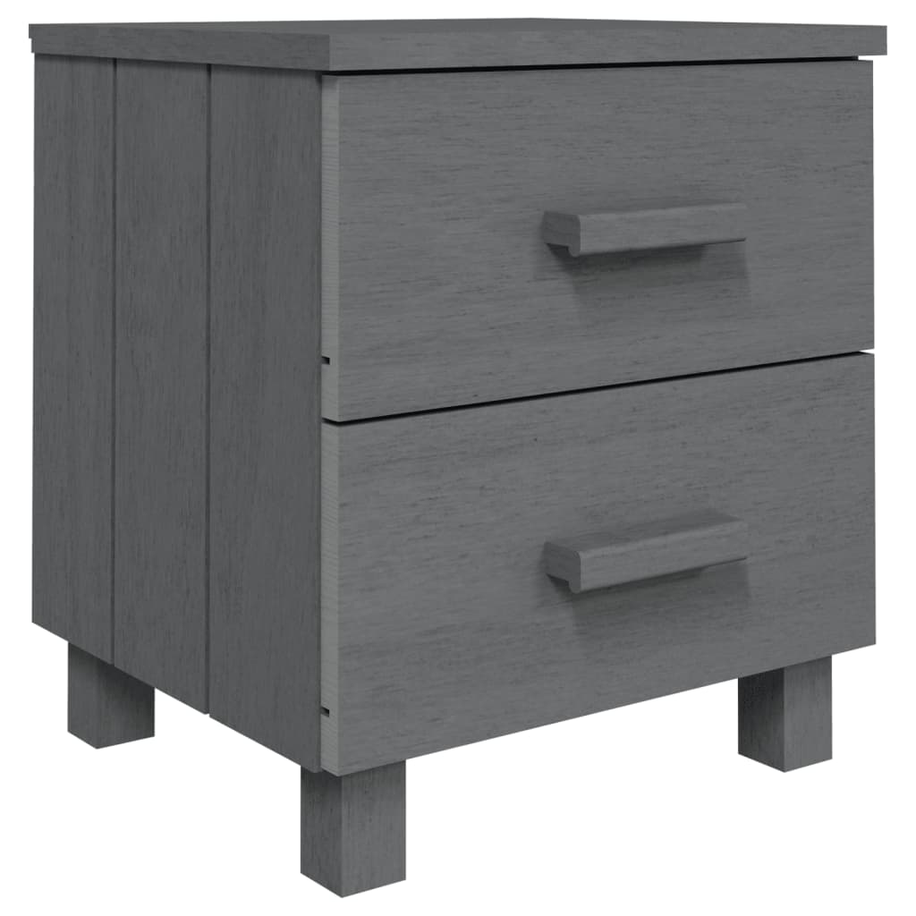 Bedside Cabinets HAMAR 2 pcs Dark Gray 15.7"x13.8"x17.5" Solid Wood