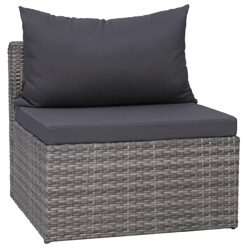 6 Piece Patio Sofa Set with Cushions & Pillows Poly Rattan Gray