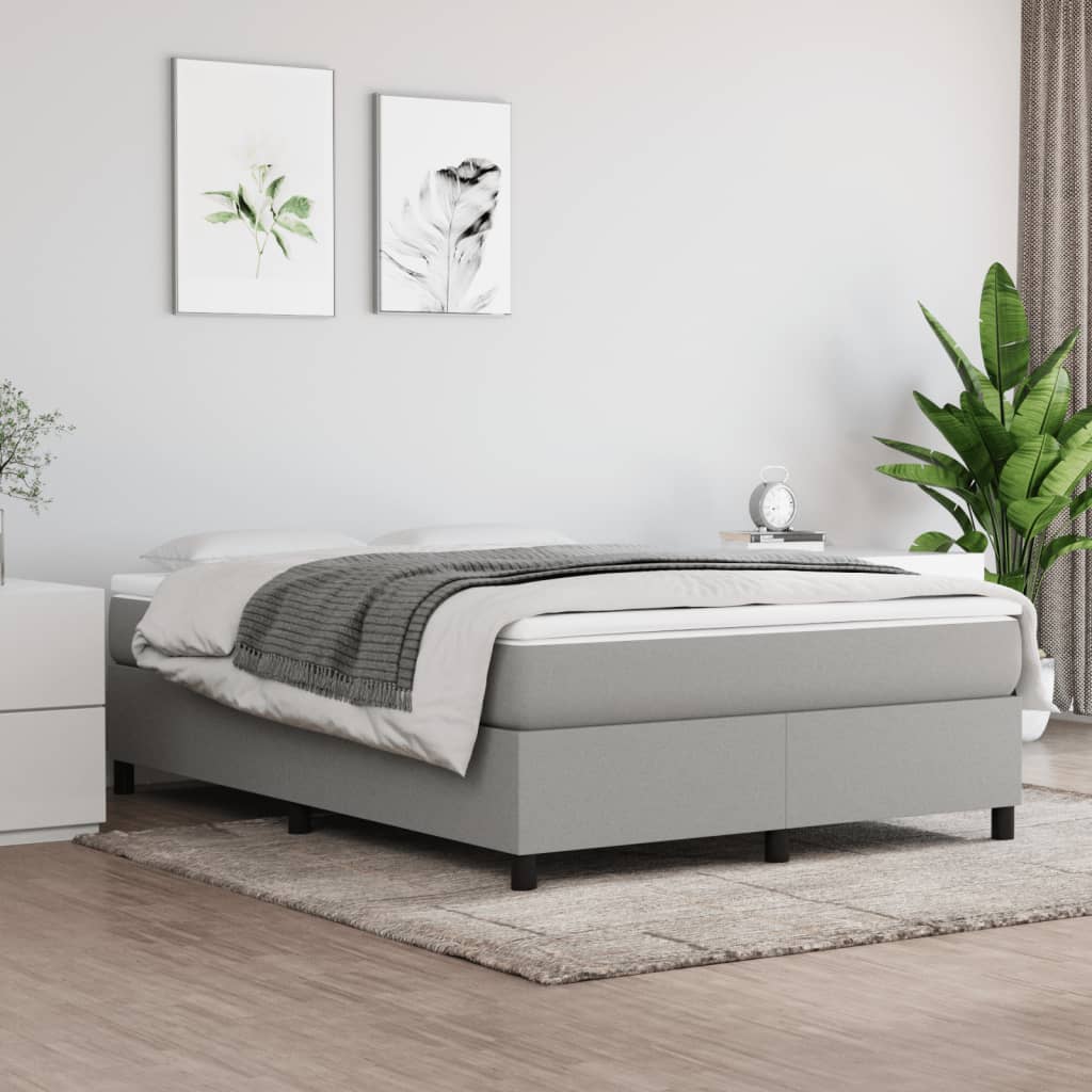 Bed Frame without Mattress Light Gray Queen Fabric (US Only)