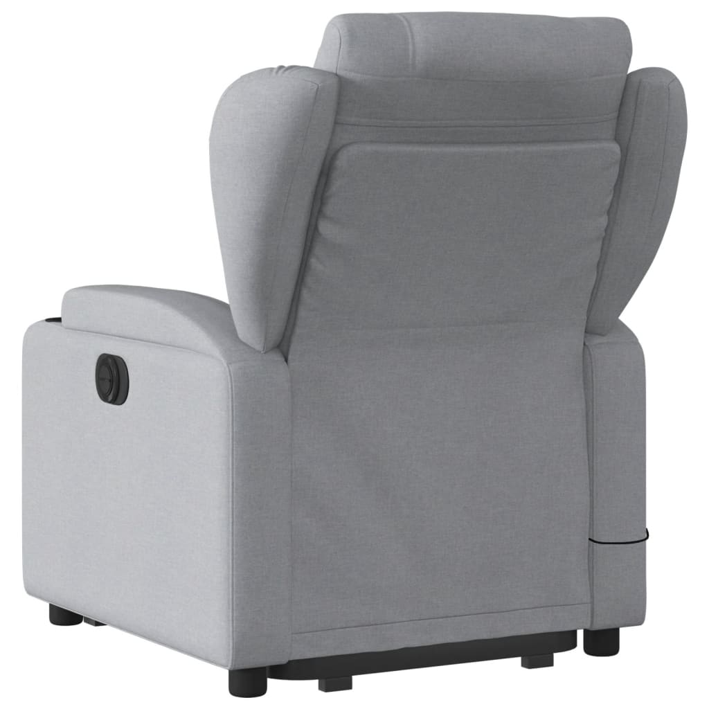 Electric Stand up Massage Recliner Chair Light Gray Fabric