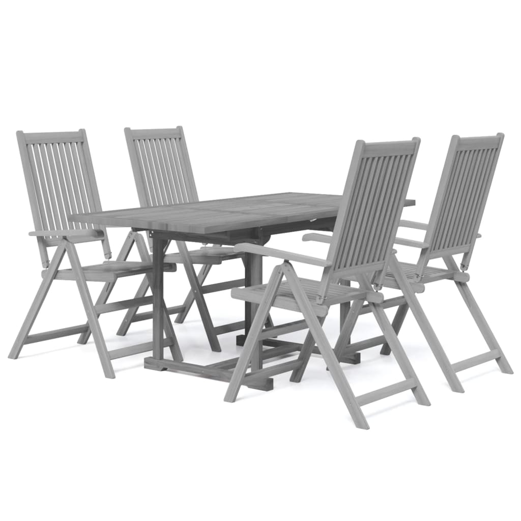 5 Piece Patio Dining Set Solid Wood Acacia