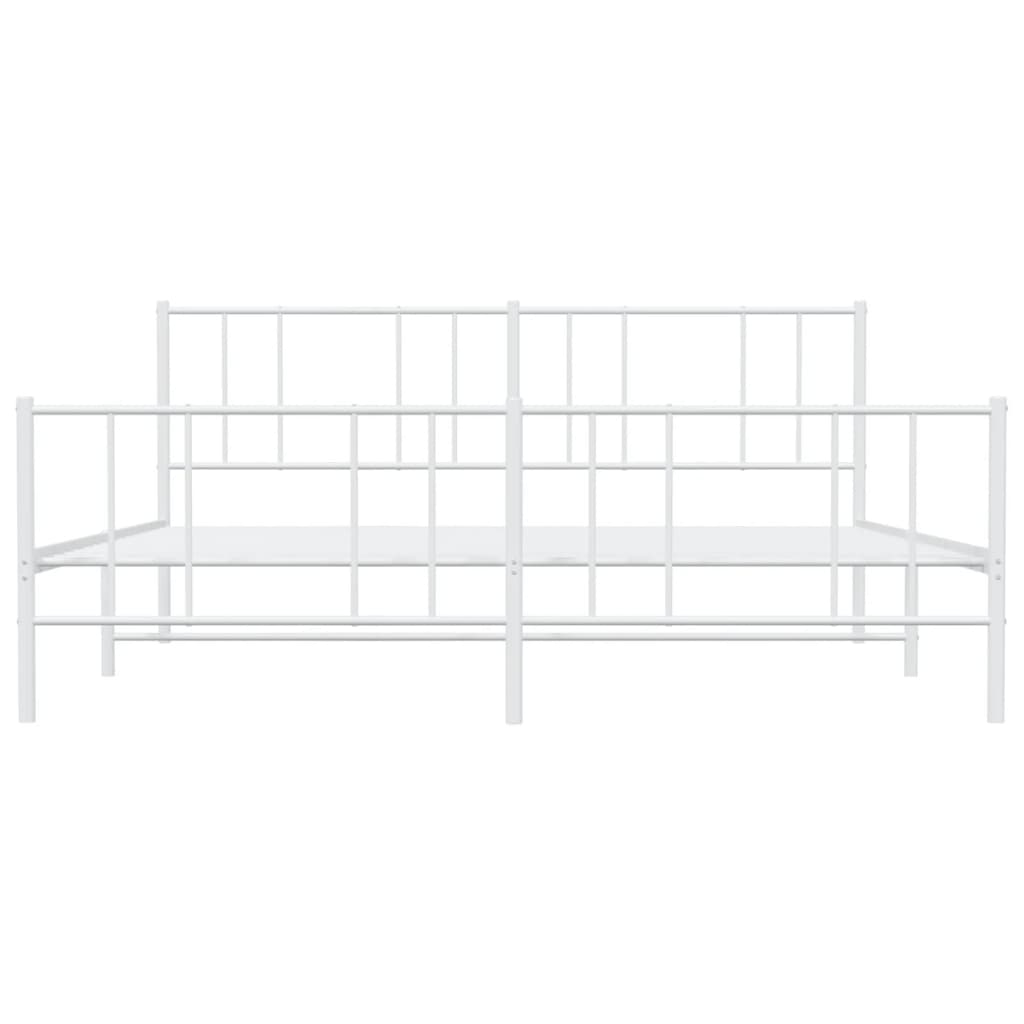 Metal Bed Frame without Mattress with Footboard White 72"x83.9"