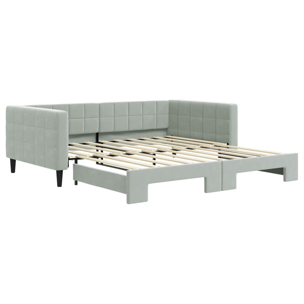 Daybed with Trundle without Mattress Light Gray 39.4"x74.8"