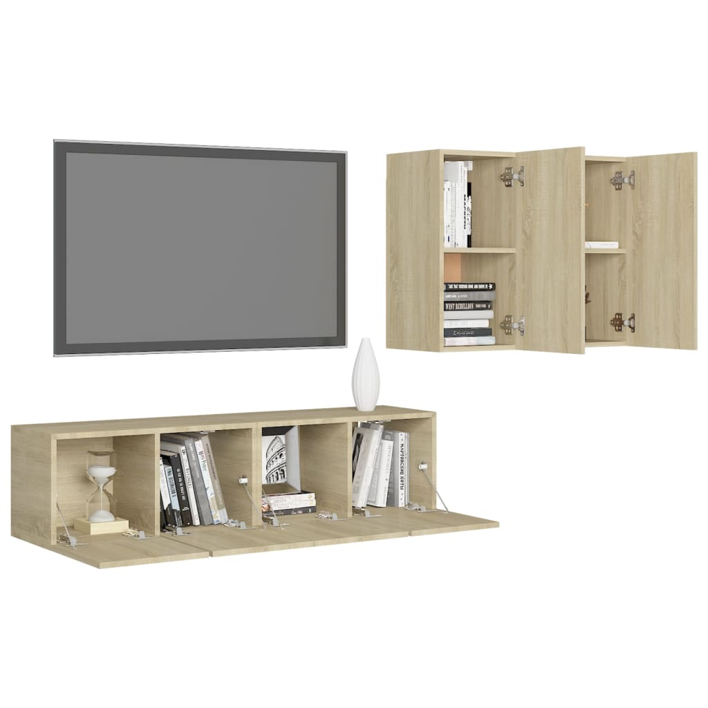 4 Piece TV Stand Set Sonoma Oak Engineered Wood