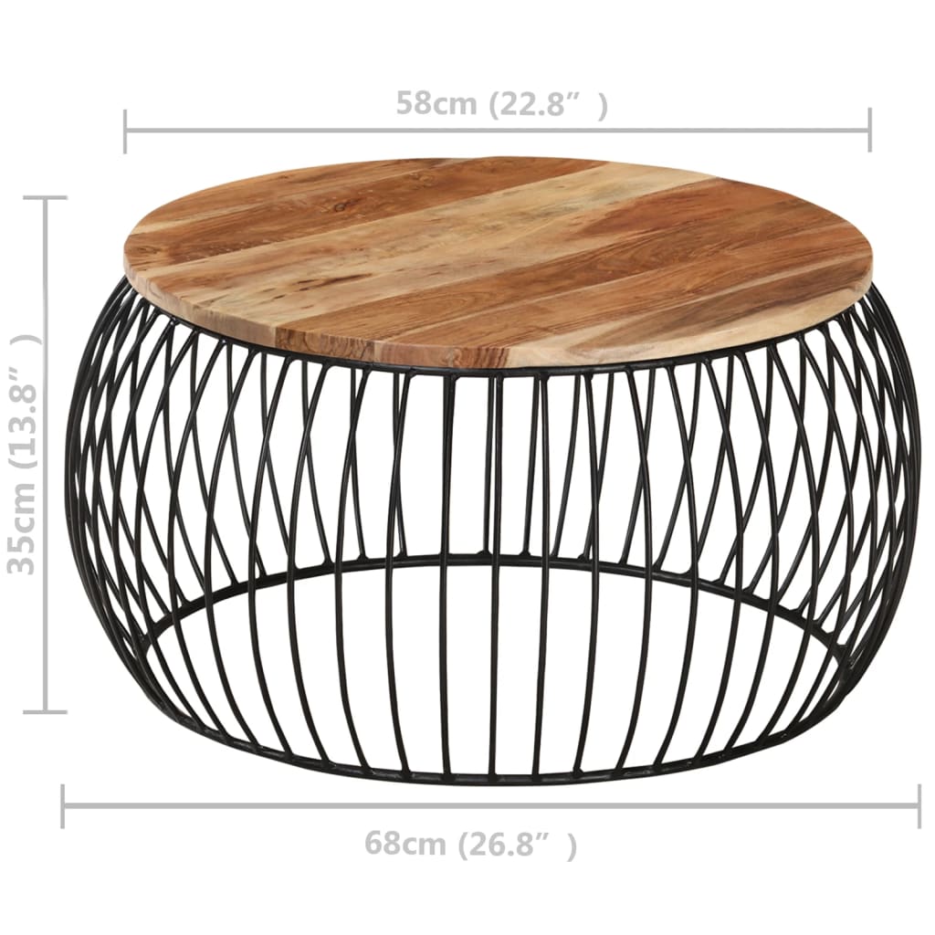 Coffee Table Ø26.8" Solid Acacia Wood