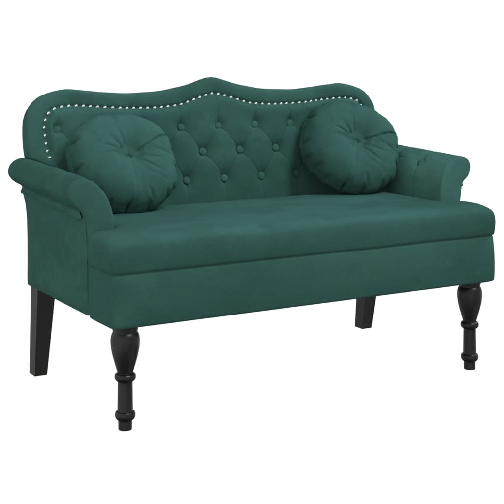 Bench with Cushions Dark Green 47.4"x25.6"x29.5" Velvet