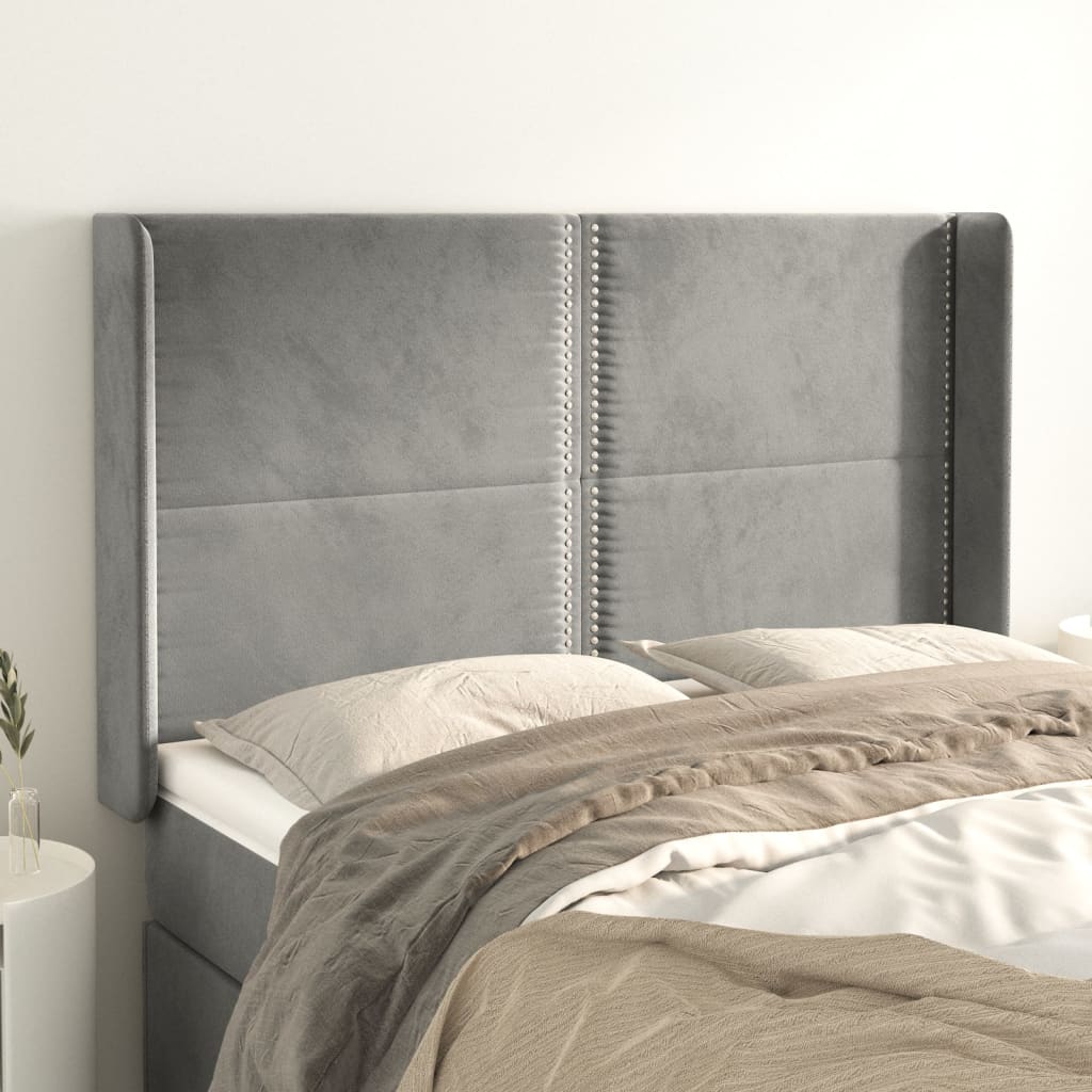 Headboard with Ears Dark Gray 72"x6.3"x46.5"/50.4" Velvet