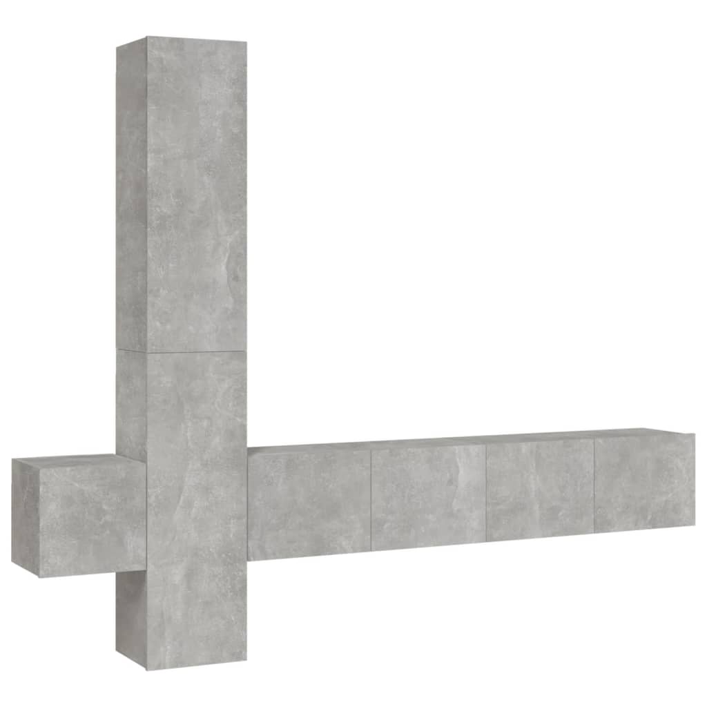 5 Piece TV Stand Set Concrete Gray Engineered Wood