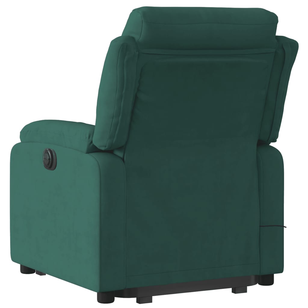 Electric Stand up Massage Recliner Chair Dark Green Velvet